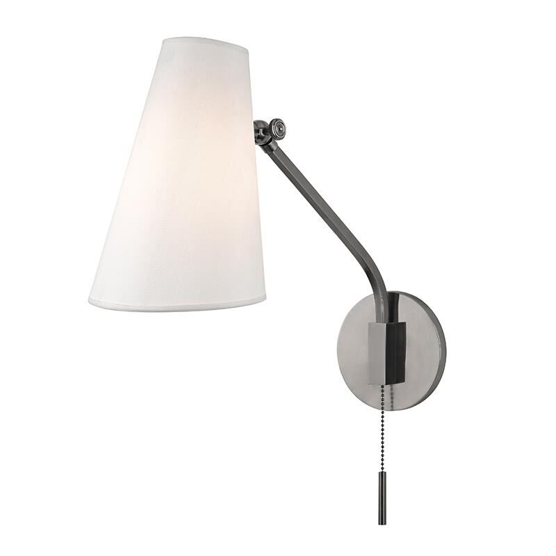 Shown in Historic Nickel finish and White Silk shade